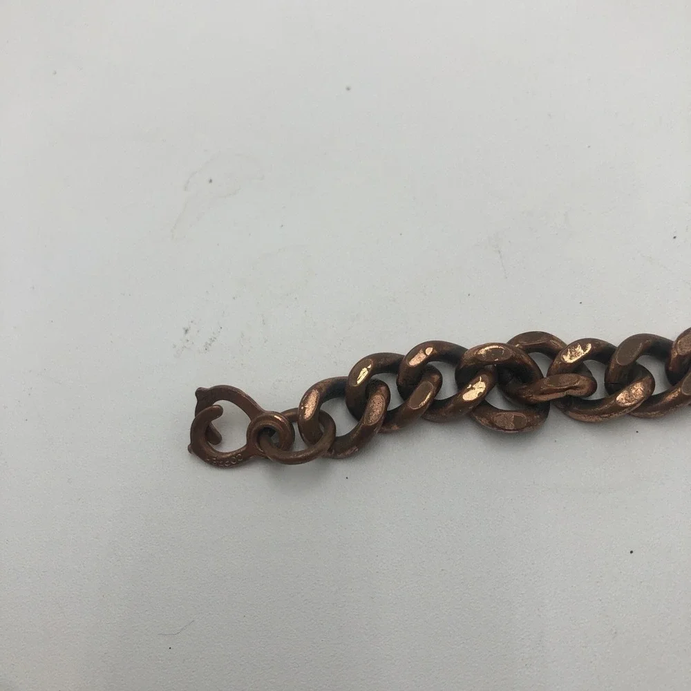 Vintage Heavy Large Solid Copper Chain Link Bracelet Fold Clasp‎ 9